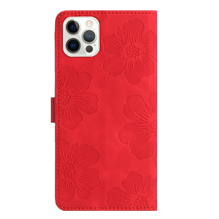 For iPhone 16 Pro Flower Embossing Pattern Leather Phone Case