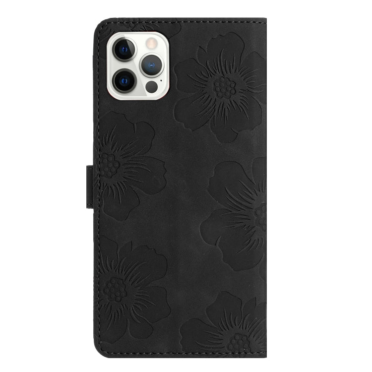For iPhone 16 Pro Flower Embossing Pattern Leather Phone Case