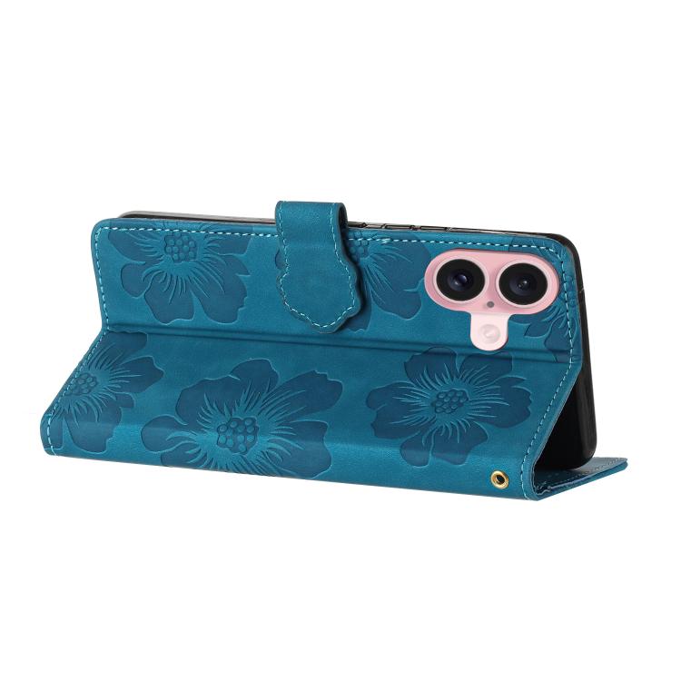 For iPhone 17 Flower Embossing Pattern Leather Phone Case