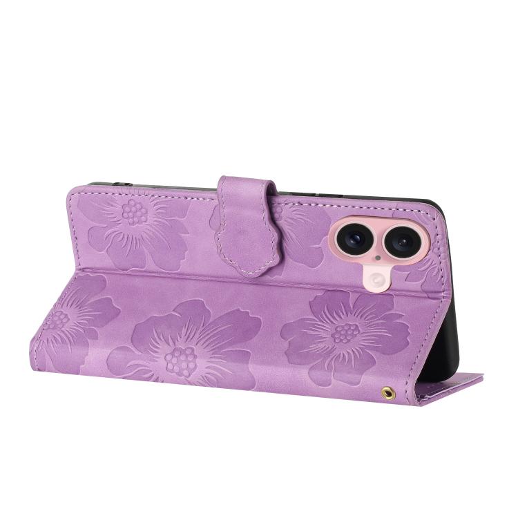 For iPhone 17 Flower Embossing Pattern Leather Phone Case