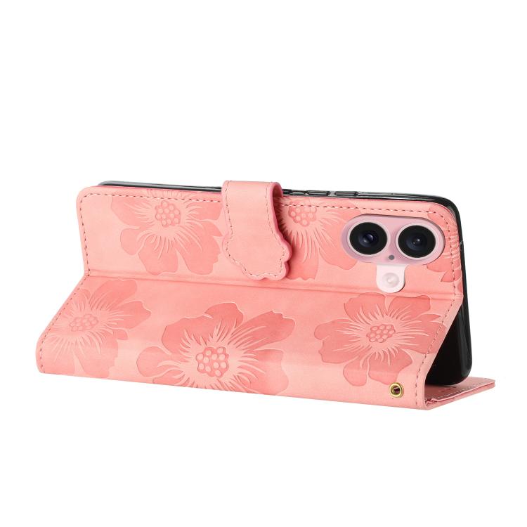 For iPhone 17 Flower Embossing Pattern Leather Phone Case