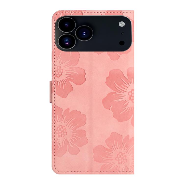 For iPhone 17 Pro Flower Embossing Pattern Leather Phone Case