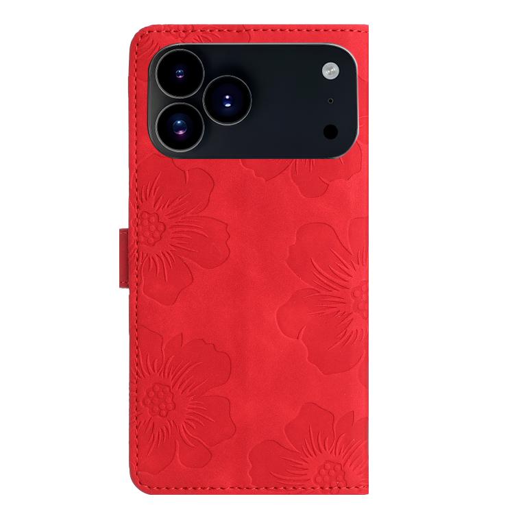 For iPhone 17 Pro Max Flower Embossing Pattern Leather Phone Case