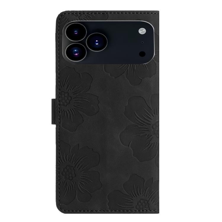For iPhone 17 Pro Max Flower Embossing Pattern Leather Phone Case