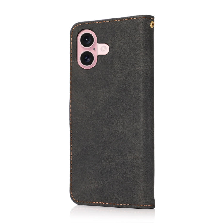 For iPhone 16 Dual-color Stitching Leather Phone Case