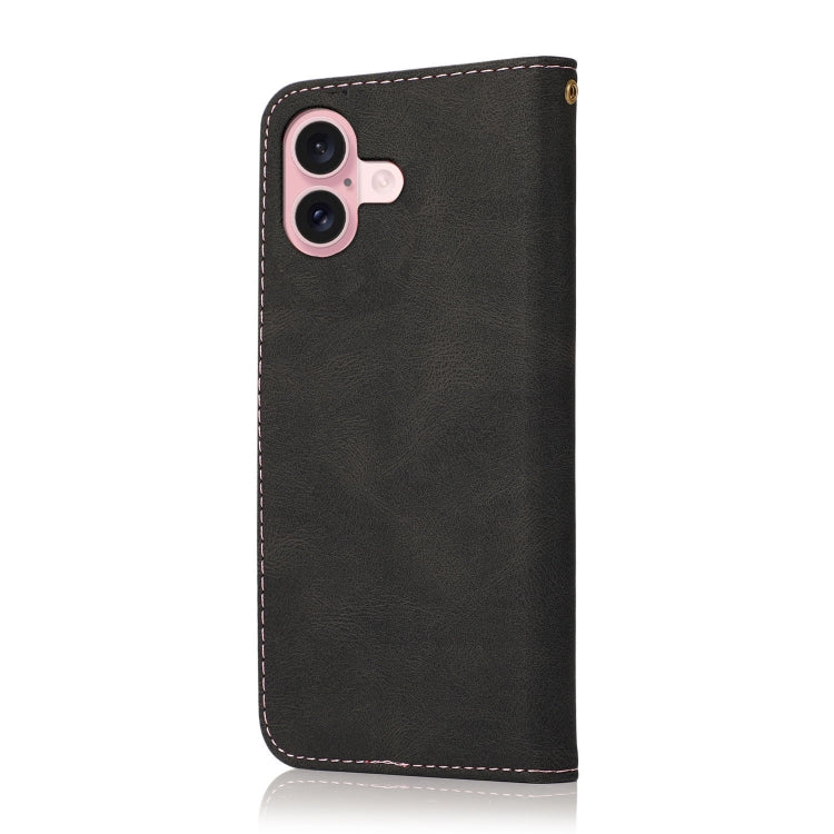 For iPhone 16 Dual-color Stitching Leather Phone Case