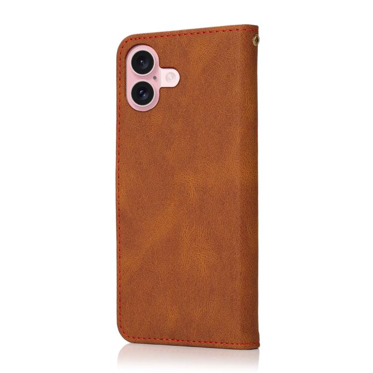For iPhone 17 Dual-color Stitching Leather Phone Case