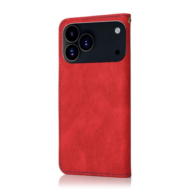 For iPhone 17 Pro Dual-color Stitching Leather Phone Case