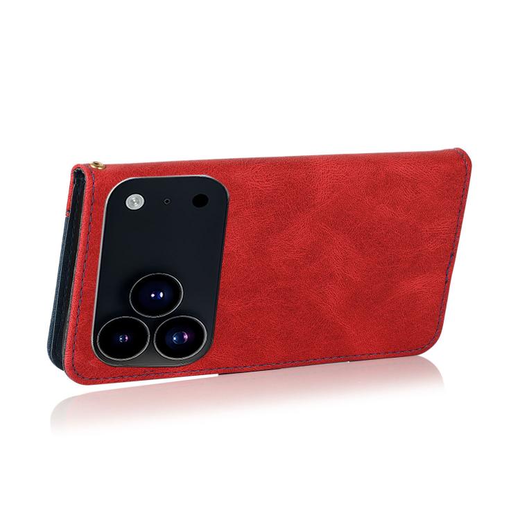 For iPhone 17 Pro Max Dual-color Stitching Leather Phone Case