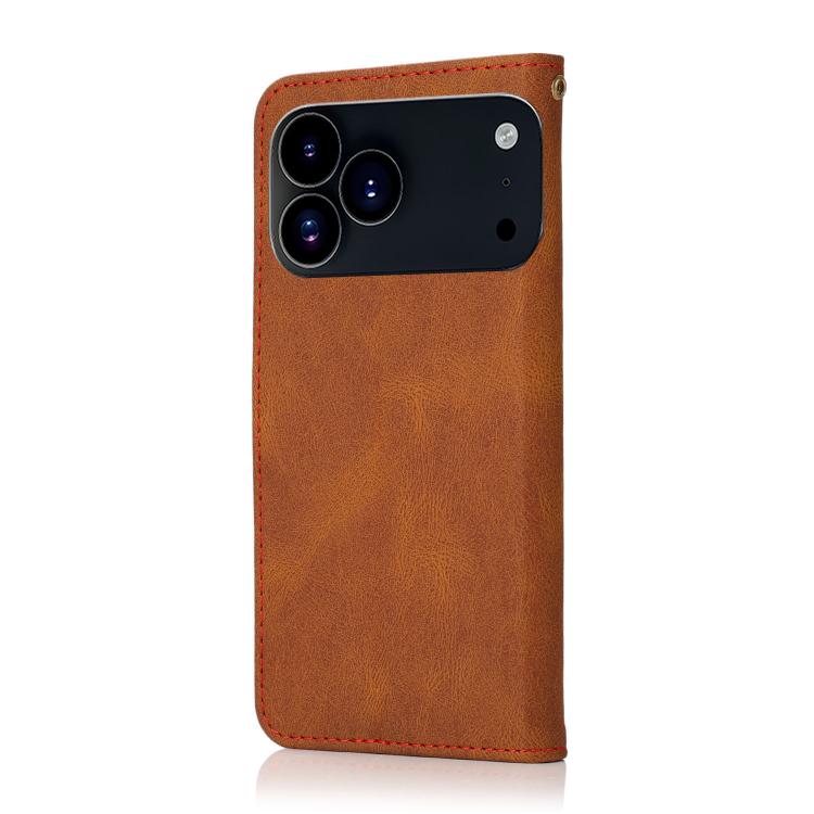 For iPhone 17 Pro Max Dual-color Stitching Leather Phone Case