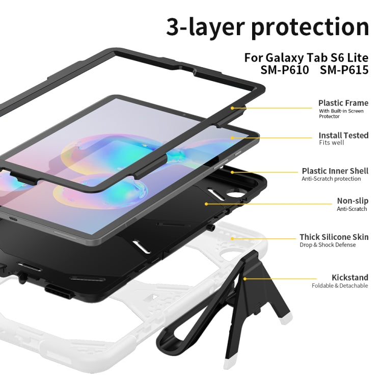 For Samsung Galaxy Tab S6 Lite P610 Shockproof Colorful Silicon + PC Protective Case with Holder & Pen Slot