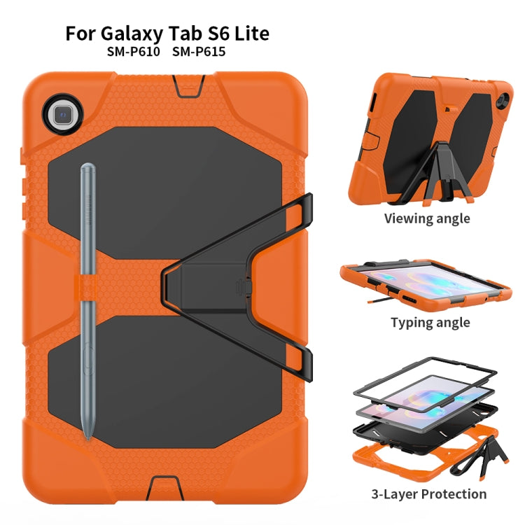 For Samsung Galaxy Tab S6 Lite P610 Shockproof Colorful Silicon + PC Protective Case with Holder & Pen Slot