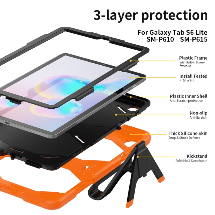 For Samsung Galaxy Tab S6 Lite P610 Shockproof Colorful Silicon + PC Protective Case with Holder & Pen Slot