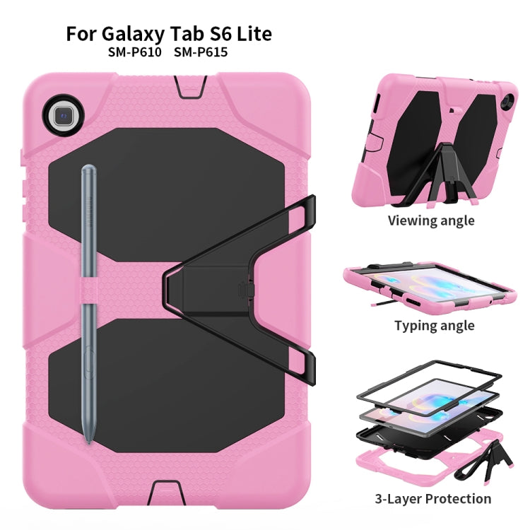 For Samsung Galaxy Tab S6 Lite P610 Shockproof Colorful Silicon + PC Protective Case with Holder & Pen Slot