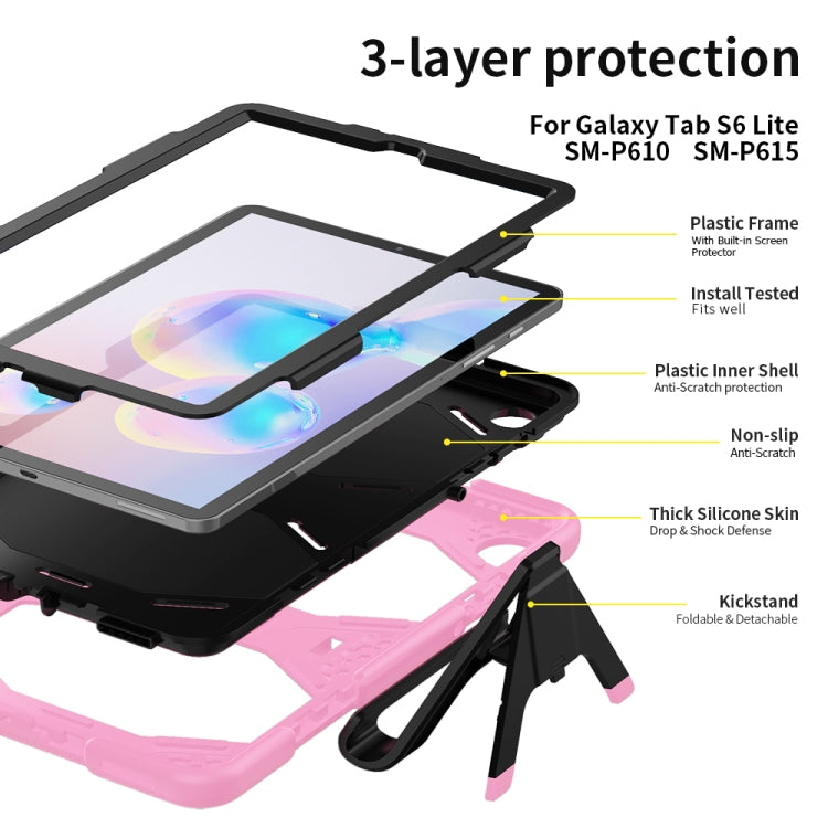 For Samsung Galaxy Tab S6 Lite P610 Shockproof Colorful Silicon + PC Protective Case with Holder & Pen Slot