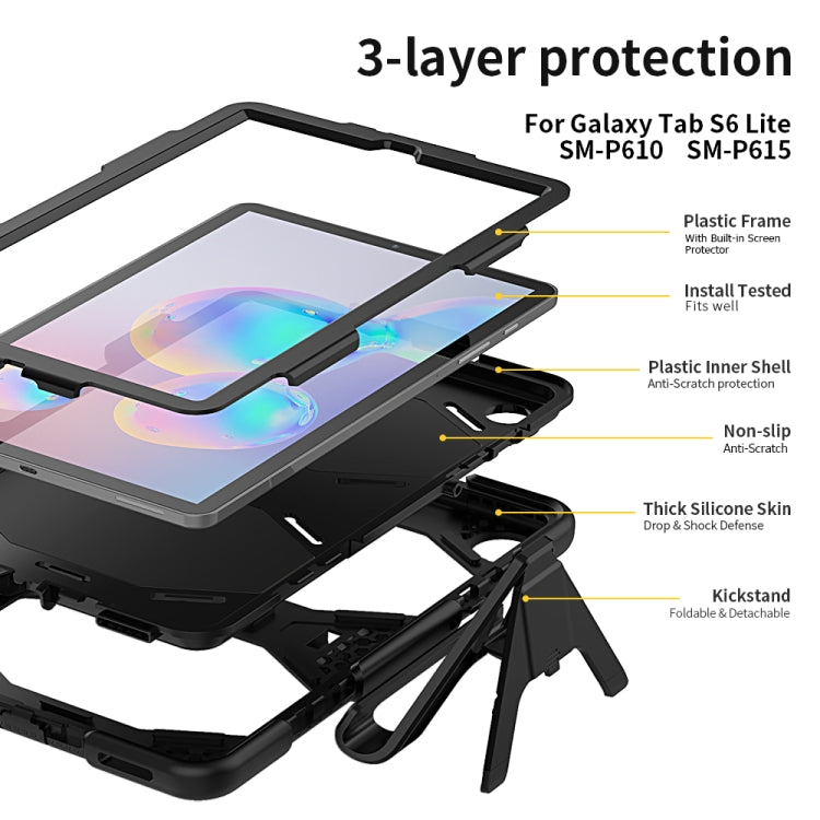 For Samsung Galaxy Tab S6 Lite P610 Shockproof Colorful Silicon + PC Protective Case with Holder & Pen Slot