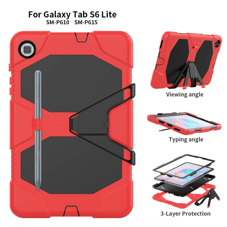 For Samsung Galaxy Tab S6 Lite P610 Shockproof Colorful Silicon + PC Protective Case with Holder & Pen Slot