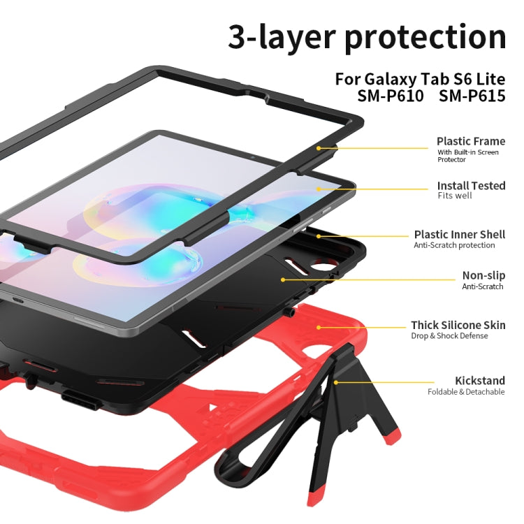 For Samsung Galaxy Tab S6 Lite P610 Shockproof Colorful Silicon + PC Protective Case with Holder & Pen Slot