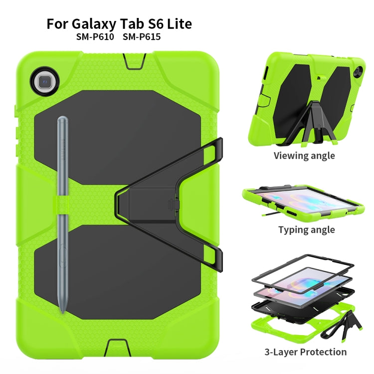 For Samsung Galaxy Tab S6 Lite P610 Shockproof Colorful Silicon + PC Protective Case with Holder & Pen Slot