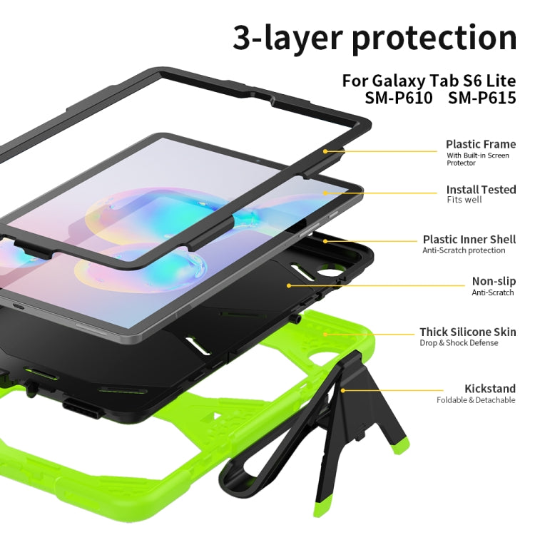 For Samsung Galaxy Tab S6 Lite P610 Shockproof Colorful Silicon + PC Protective Case with Holder & Pen Slot