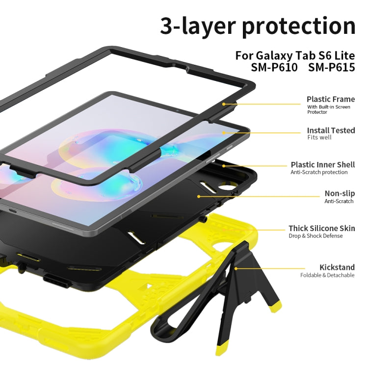 For Samsung Galaxy Tab S6 Lite P610 Shockproof Colorful Silicon + PC Protective Case with Holder & Pen Slot