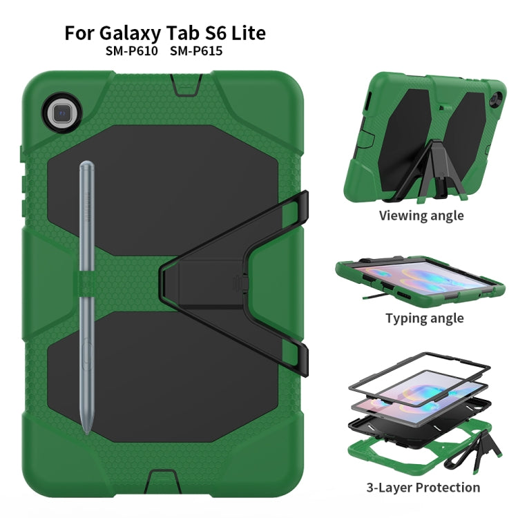For Samsung Galaxy Tab S6 Lite P610 Shockproof Colorful Silicon + PC Protective Case with Holder & Pen Slot