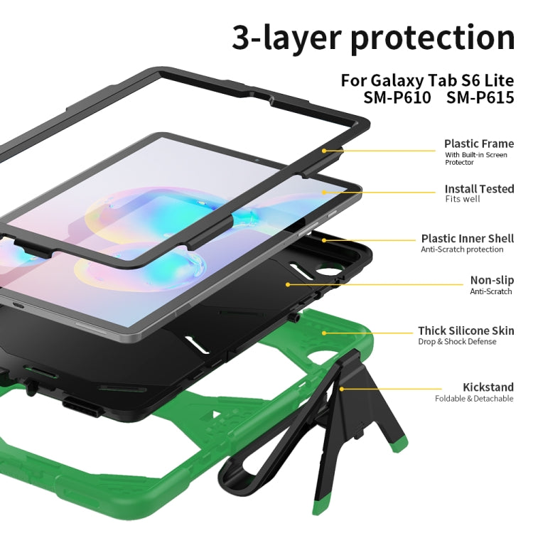 For Samsung Galaxy Tab S6 Lite P610 Shockproof Colorful Silicon + PC Protective Case with Holder & Pen Slot