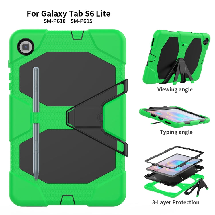 For Samsung Galaxy Tab S6 Lite P610 Shockproof Colorful Silicon + PC Protective Case with Holder & Pen Slot