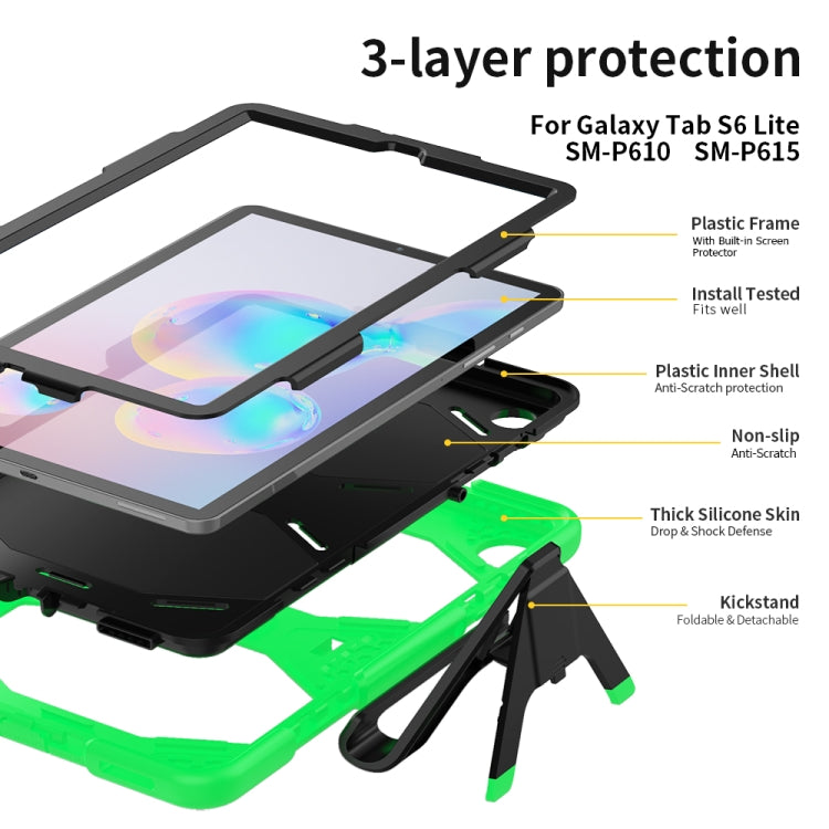 For Samsung Galaxy Tab S6 Lite P610 Shockproof Colorful Silicon + PC Protective Case with Holder & Pen Slot