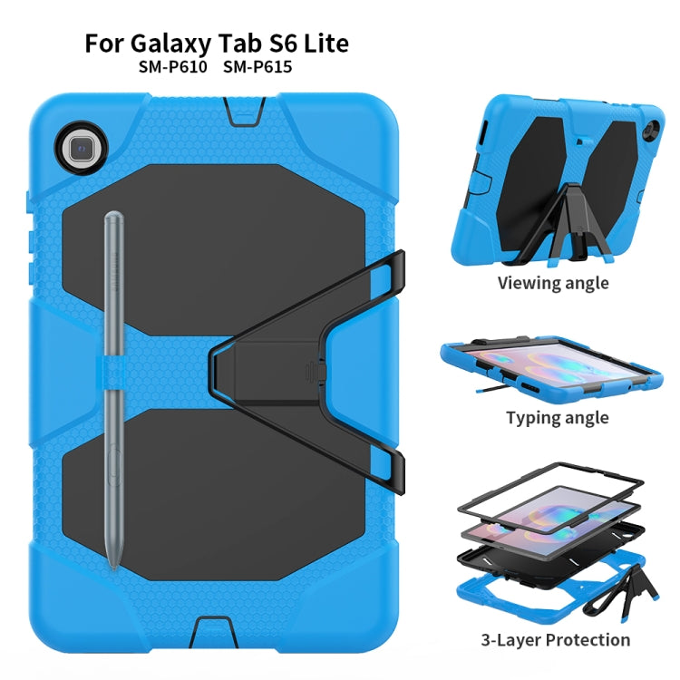 For Samsung Galaxy Tab S6 Lite P610 Shockproof Colorful Silicon + PC Protective Case with Holder & Pen Slot
