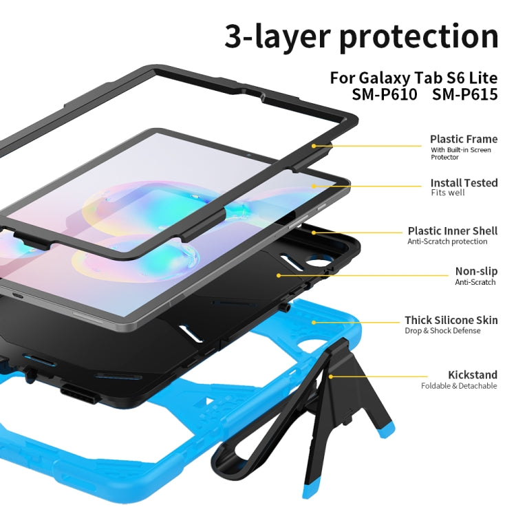 For Samsung Galaxy Tab S6 Lite P610 Shockproof Colorful Silicon + PC Protective Case with Holder & Pen Slot