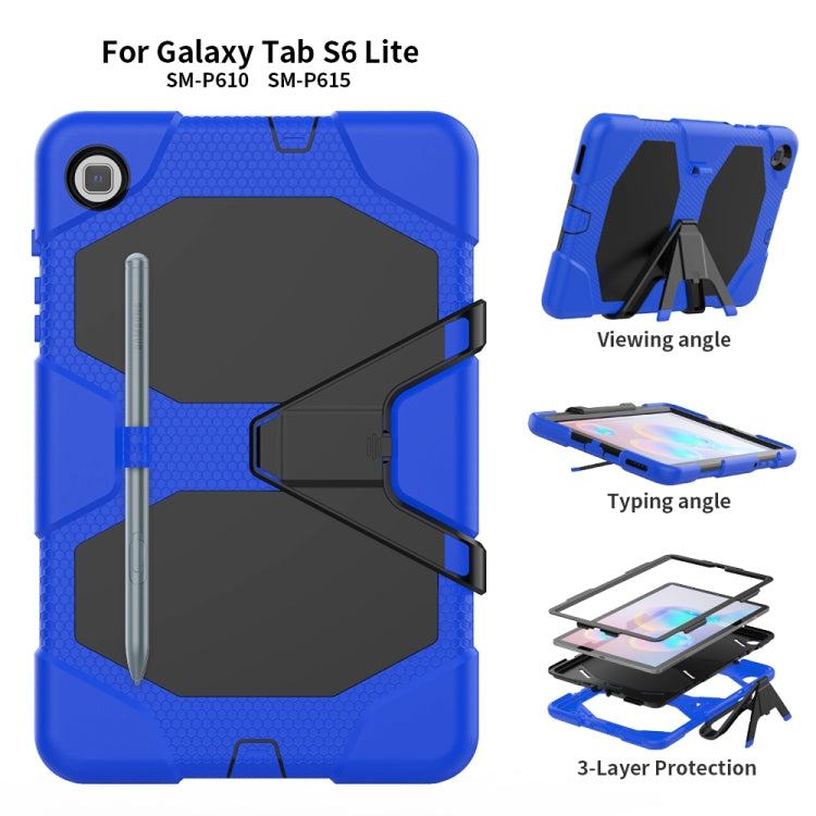 For Samsung Galaxy Tab S6 Lite P610 Shockproof Colorful Silicon + PC Protective Case with Holder & Pen Slot