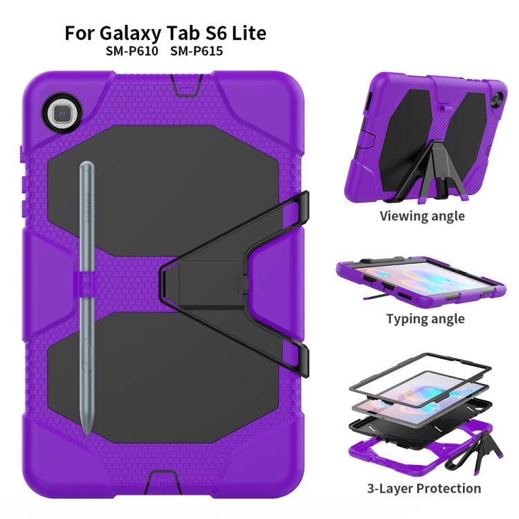 For Samsung Galaxy Tab S6 Lite P610 Shockproof Colorful Silicon + PC Protective Case with Holder & Pen Slot