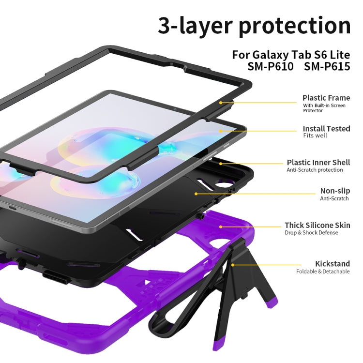 For Samsung Galaxy Tab S6 Lite P610 Shockproof Colorful Silicon + PC Protective Case with Holder & Pen Slot