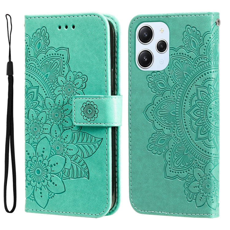For Xiaomi Redmi 12 4G 7-petal Flowers Embossing Leather Phone Case
