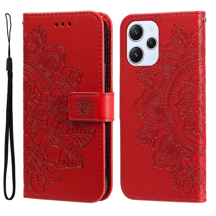 For Xiaomi Redmi 12 4G 7-petal Flowers Embossing Leather Phone Case