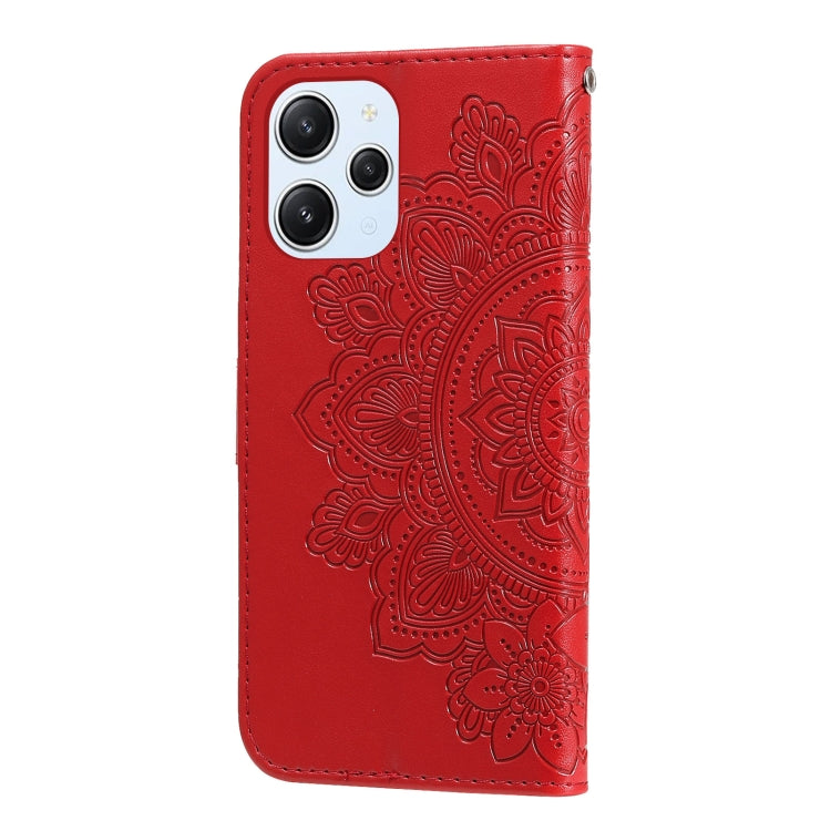 For Xiaomi Redmi 12 4G 7-petal Flowers Embossing Leather Phone Case