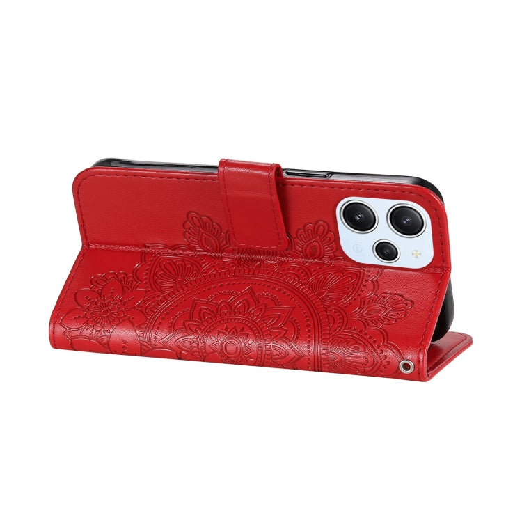 For Xiaomi Redmi 12 4G 7-petal Flowers Embossing Leather Phone Case