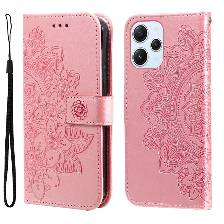 For Xiaomi Redmi 12 4G 7-petal Flowers Embossing Leather Phone Case