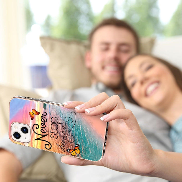 For iPhone 15 Electroplating Pattern IMD TPU Shockproof Case