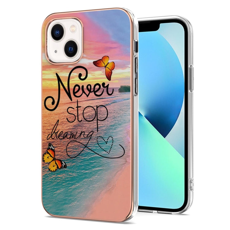 For iPhone 15 Plus Electroplating Pattern IMD TPU Shockproof Case