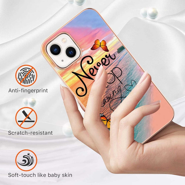 For iPhone 15 Plus Electroplating Pattern IMD TPU Shockproof Case