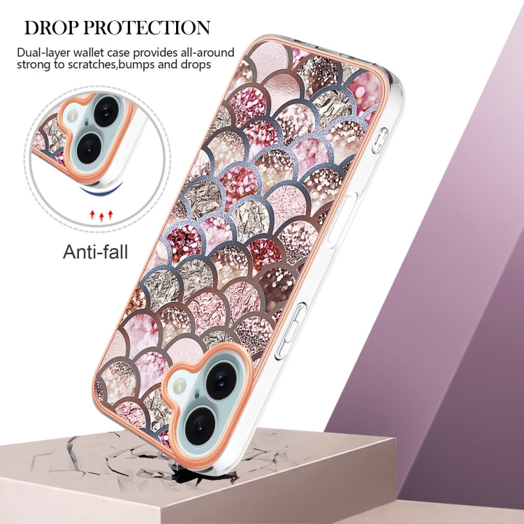For iPhone 16 Plus Electroplating Pattern IMD TPU Shockproof Case