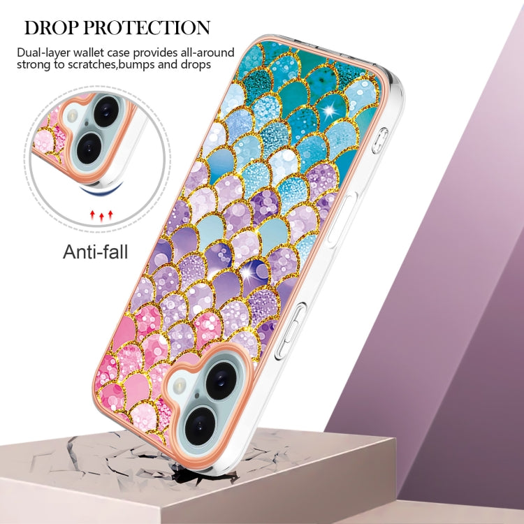 For iPhone 16 Plus Electroplating Pattern IMD TPU Shockproof Case