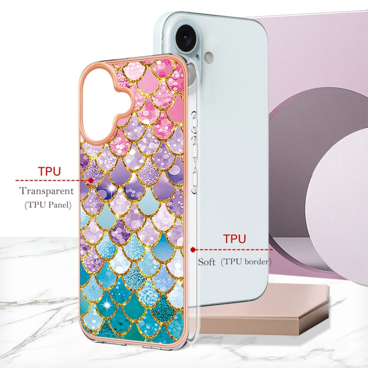 For iPhone 16 Plus Electroplating Pattern IMD TPU Shockproof Case