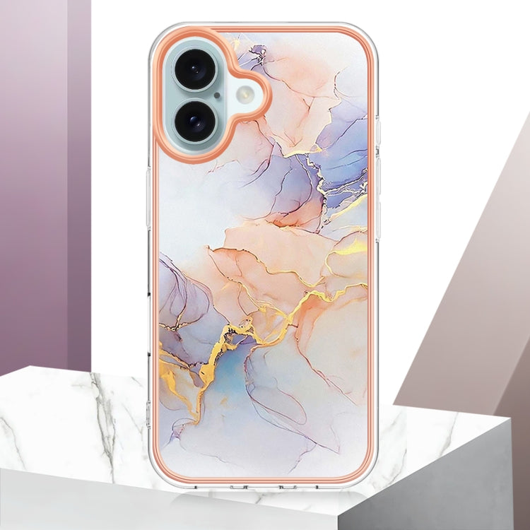 For iPhone 16 Plus Electroplating Pattern IMD TPU Shockproof Case