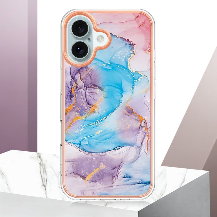 For iPhone 16 Plus Electroplating Pattern IMD TPU Shockproof Case