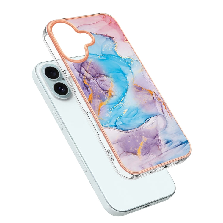 For iPhone 16 Plus Electroplating Pattern IMD TPU Shockproof Case