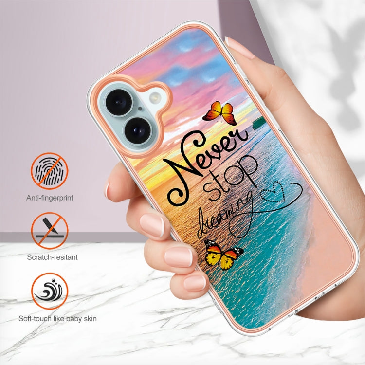 For iPhone 16 Plus Electroplating Pattern IMD TPU Shockproof Case