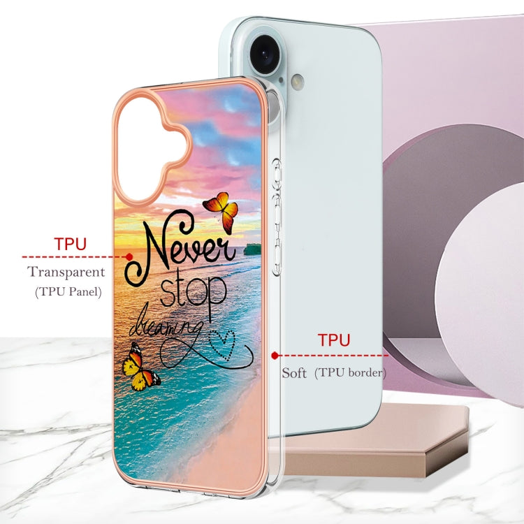 For iPhone 16 Plus Electroplating Pattern IMD TPU Shockproof Case